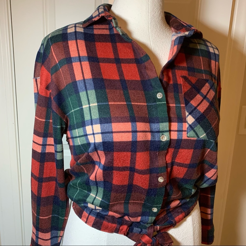 Polly & Esther | flannel shirt with tie waist